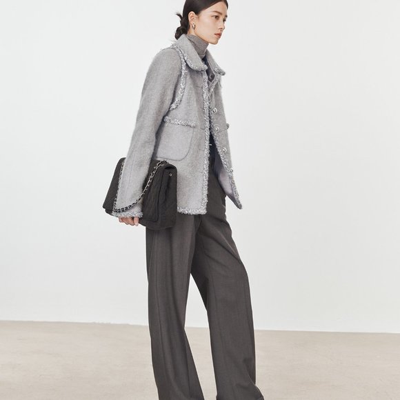 CHICJOC Italian Mohair & Wool Short Coat with Silk Lining, Size 38 - Picture 16 of 16